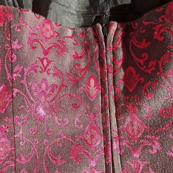 Le Chateau Ladies 2 Piece Jaccard Croset Top & Flare Pants Ruby Red & Black Med - Picture 13 of 16